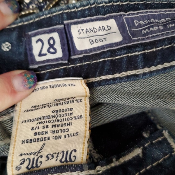 Miss Me Standard Boot Cut Denim Blue Jeans 35-1/2"inseam - Picture 9 of 9